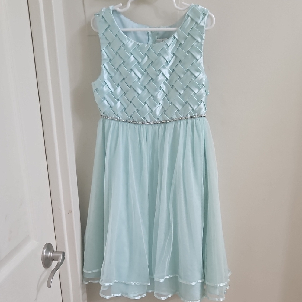 George Pastel Blue Woven Bodice Kids Dress